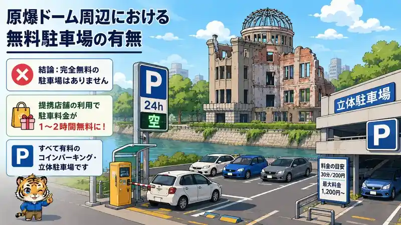 原爆ドーム周辺における無料駐車場の有無